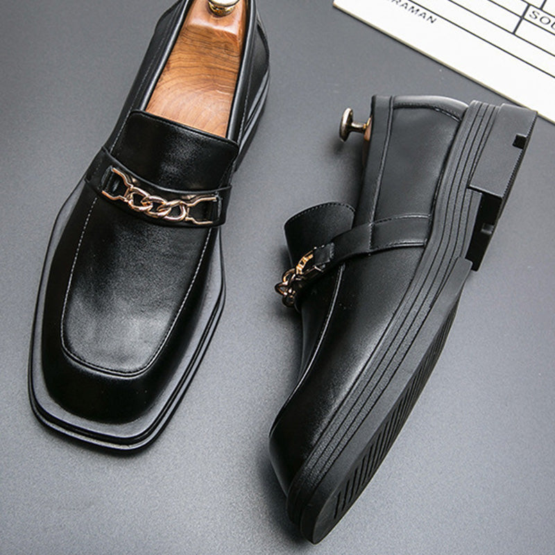 Urban Sculpture Men's Loafers: Architectural Square-Toe & Sculptural Hardware