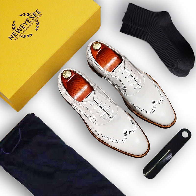 Men’s White Brogue Oxford Shoes