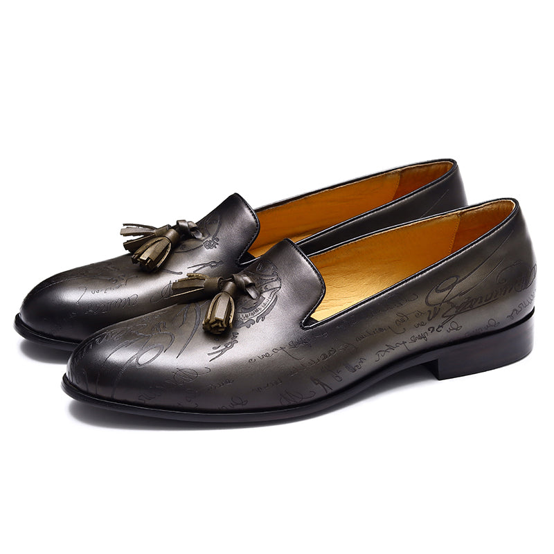Men's Tassel Loafers - Embossed Design