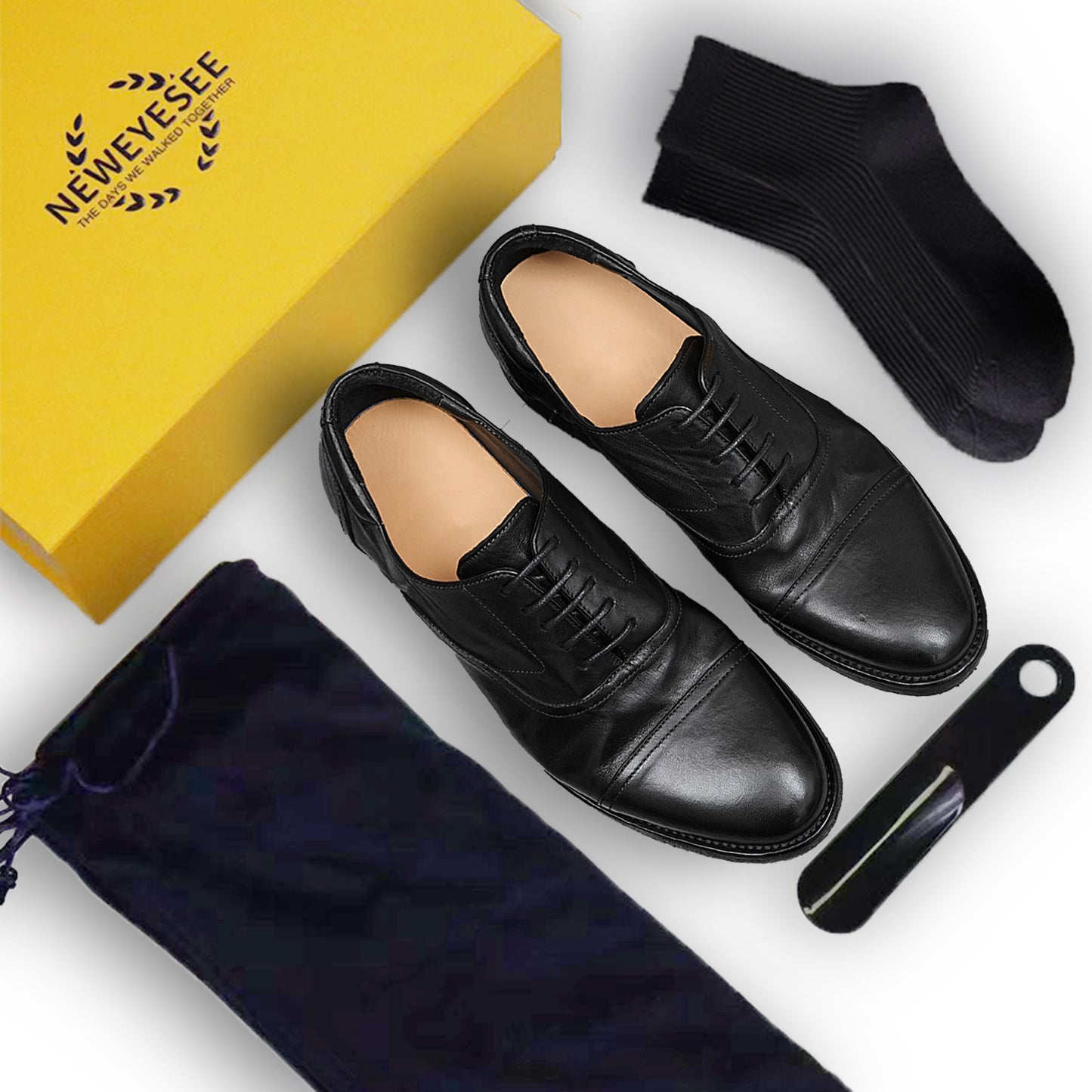 Oxford Shoes Horsehide Lace-Up Handmade Leather Shoes for Men Goodyear Welted Retro Style Washing Process