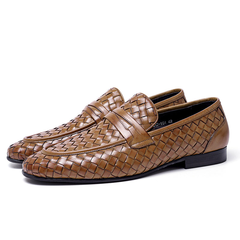 Men's Woven Leather Loafers