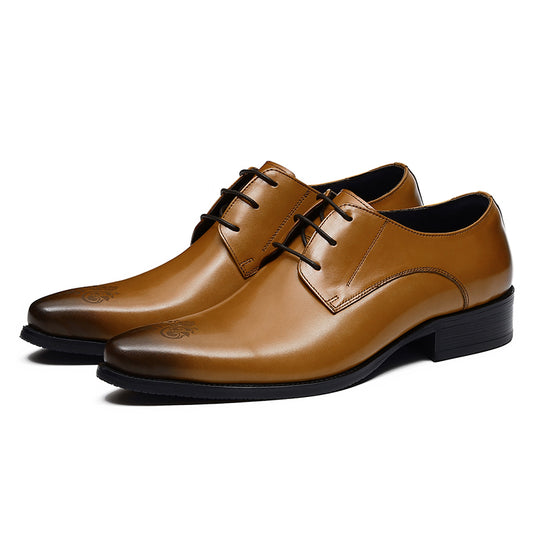 Men's Pointed-Toe Embossed Derby Shoes