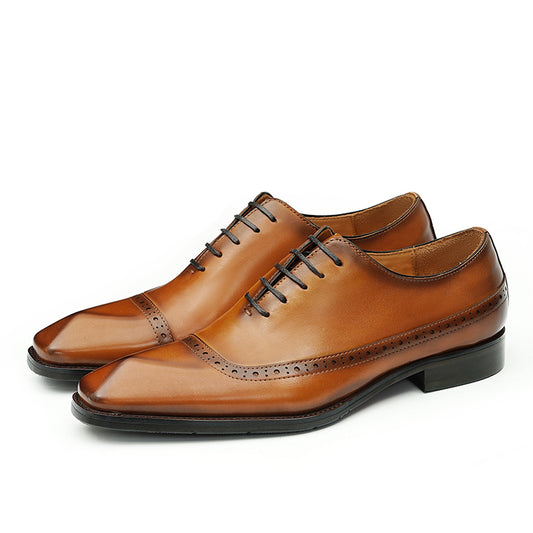 Men's Oxford Shoes - Diamond Toe & Brogue Detailing