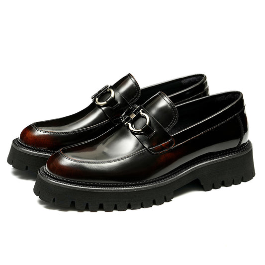 Men's Loafers - Chunky Sole & Metallic Hardware Refined Versatility