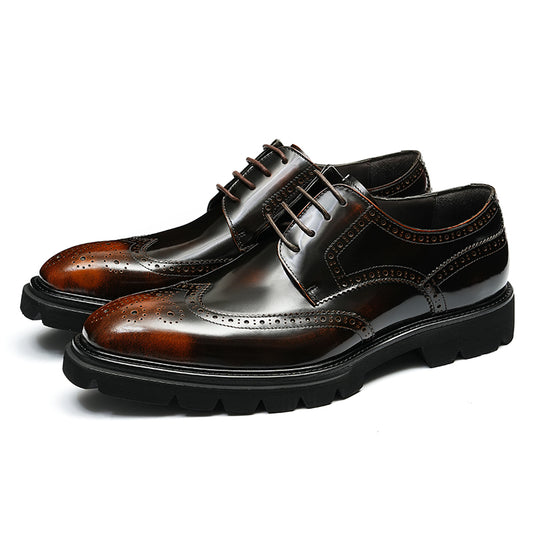 Men's Brogue Derby Shoes - Wingtip Elegance & Rugged Platform Sole