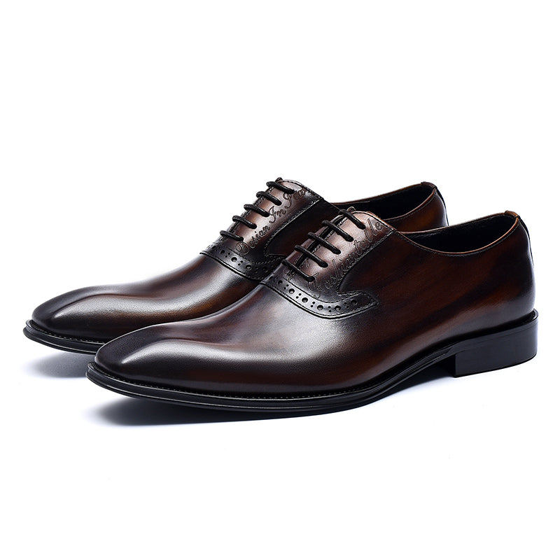 Men's Oxford Shoes - Polished Leather & Secure Lace Design