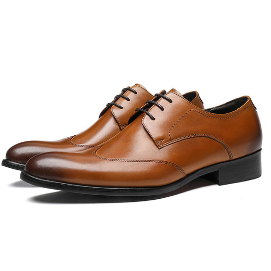 Men's Pointed-Toe Derby Shoes Premium Leather & Secure Lace-Up