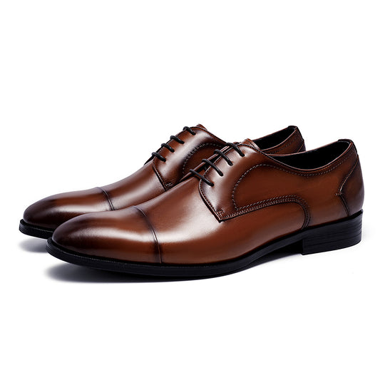 Men's Cap Toe Derby Shoes Polished Leather & Secure Lacing
