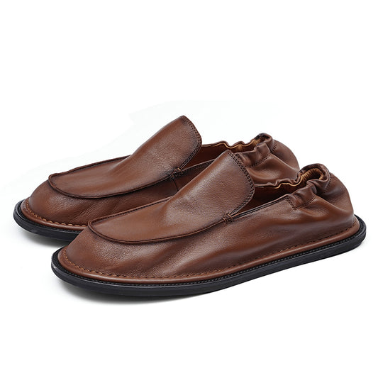 Men's Slip-On Loafers - Elastic Collar & Traction Sole