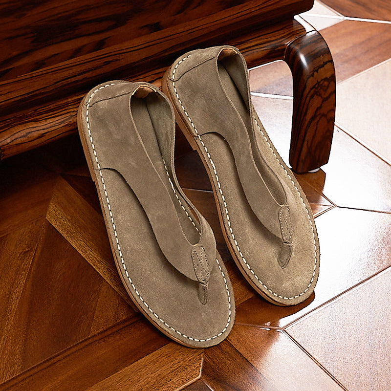Men's Sandals Suede Leather Flip-Flop