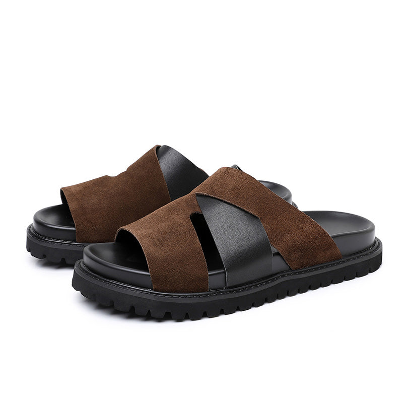 Men's Artisan Sliders: Cross-Strap Architecture & Effortless Comfort