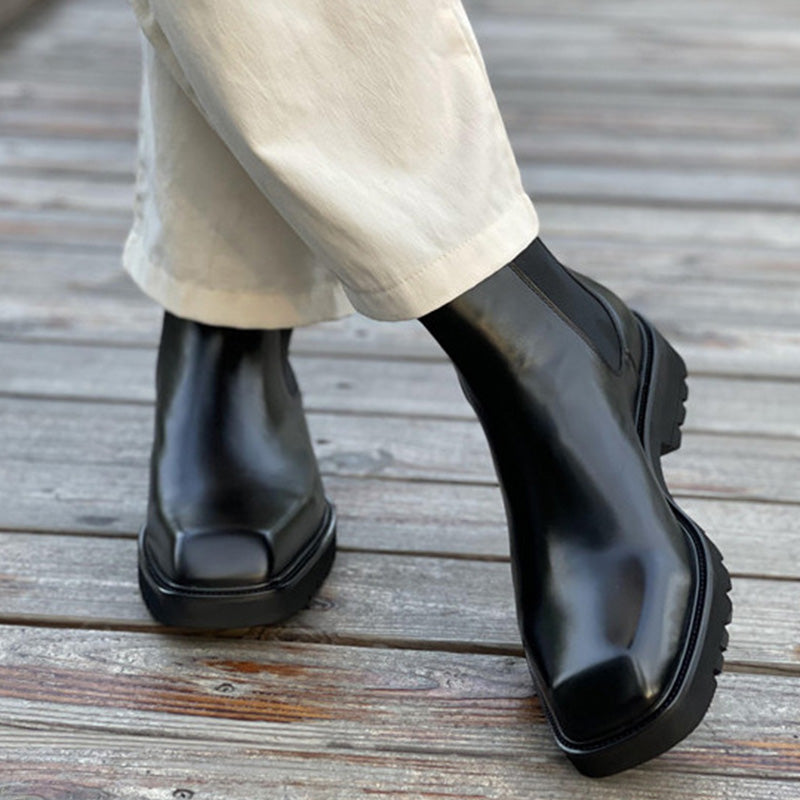Men's Chelsea Boots: Square Toe Design & Effortless Side Elastic Access