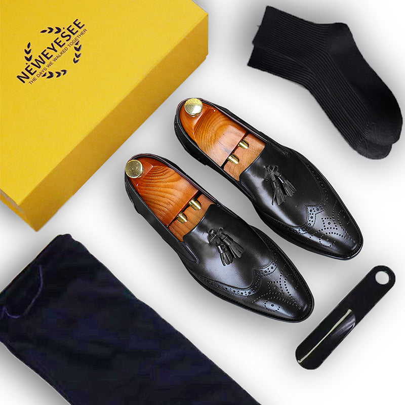 Men's Tassel Loafers Brogue Detailing & Premium Leather