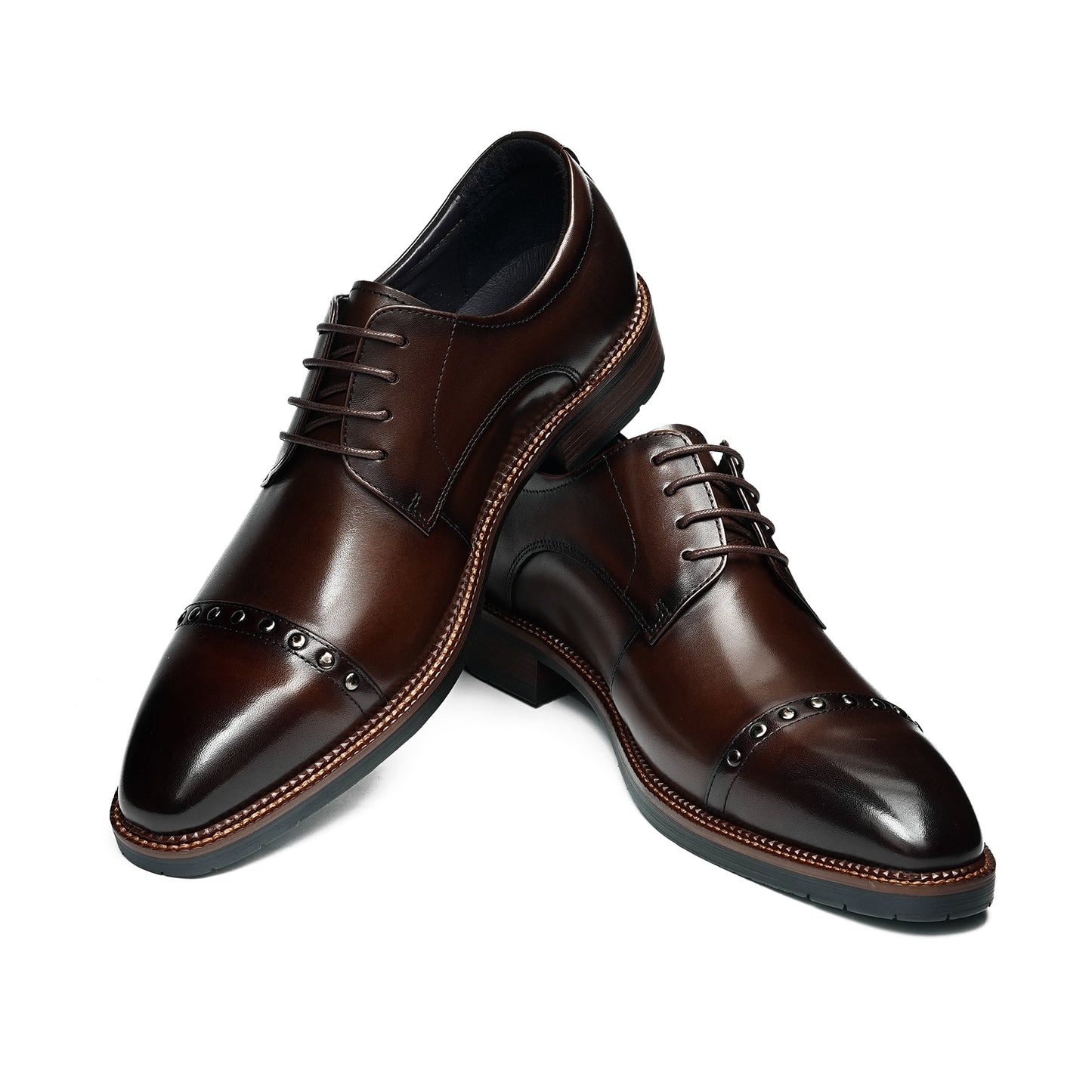 Men's Derby Shoes: Sculpted Toe Design & Artisan Hardware Accents