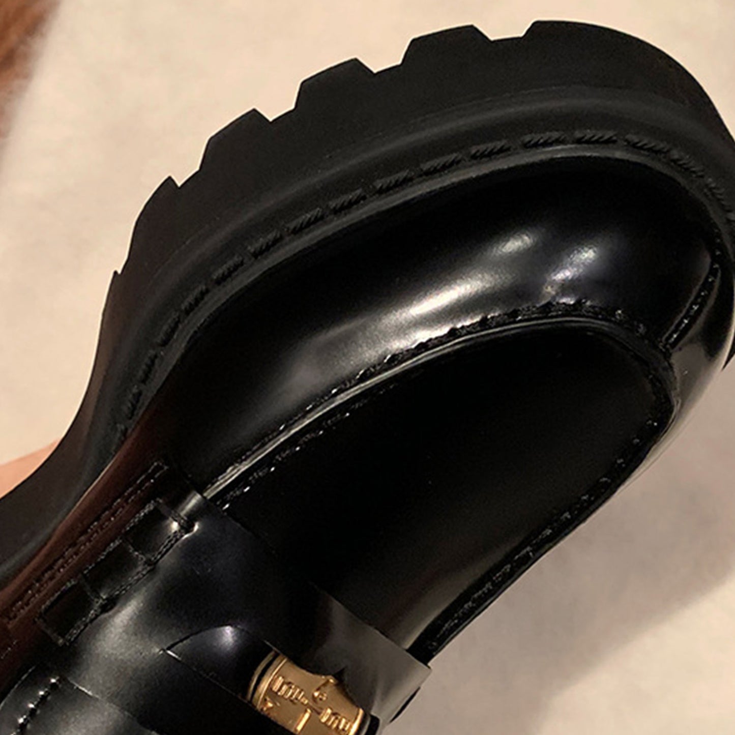 Women's Loafers Chunky Platform with Statement Metal Buckle Detail