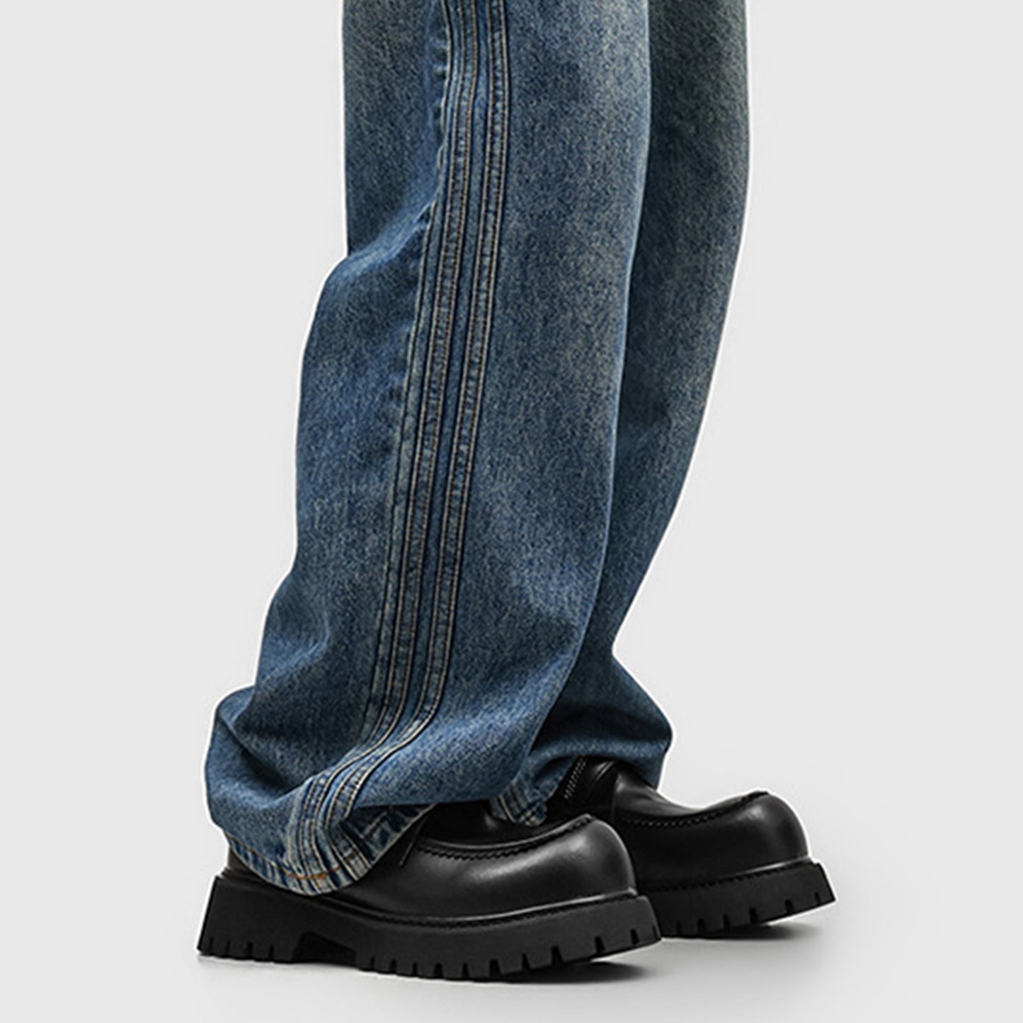 Men's Loafers Shoes: Chunky Platform Sole with Double-Strap Zipper Detail