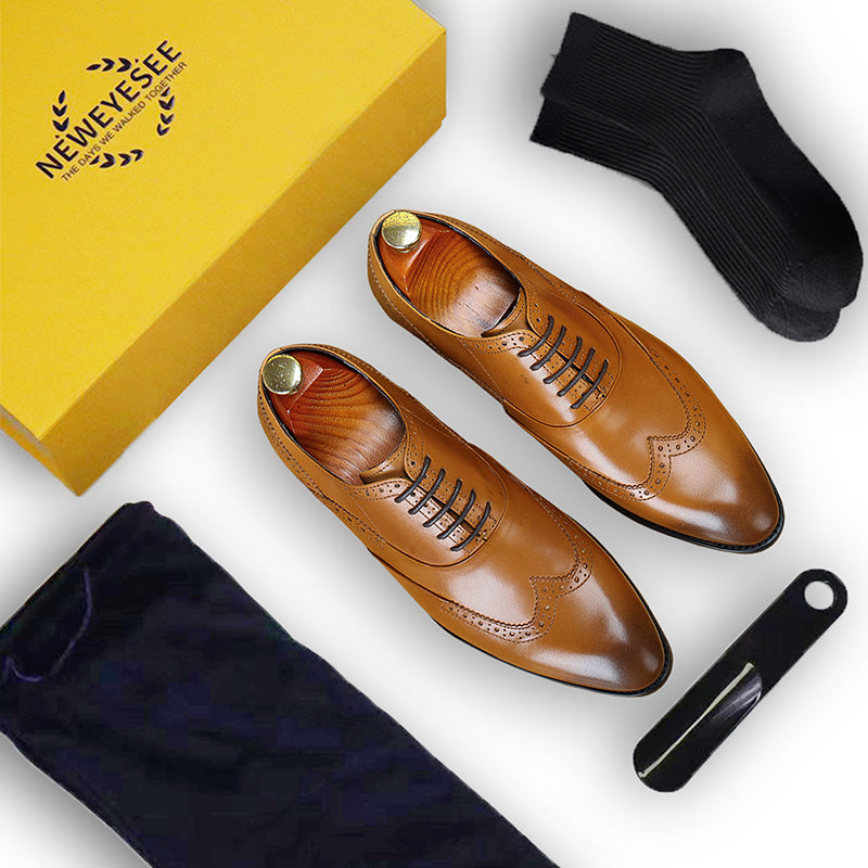 Men's Brogue Oxford Shoes Intricate Detailing