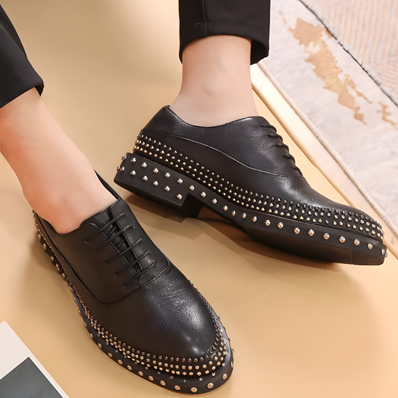 Men's Oxford Shoes Patent Leather Studded Rock-Style