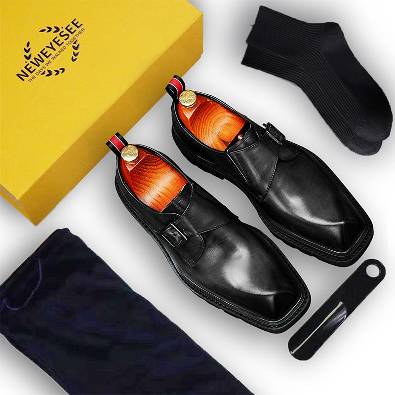 Men's Diamond-Toe Monk Strap Shoes