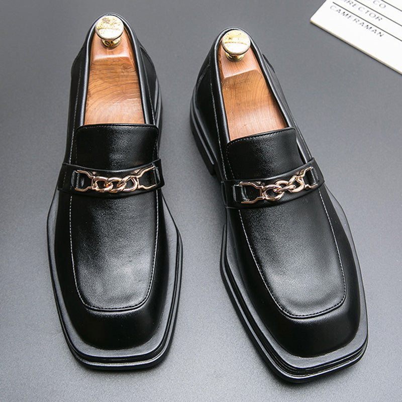 Urban Sculpture Men's Loafers: Architectural Square-Toe & Sculptural Hardware