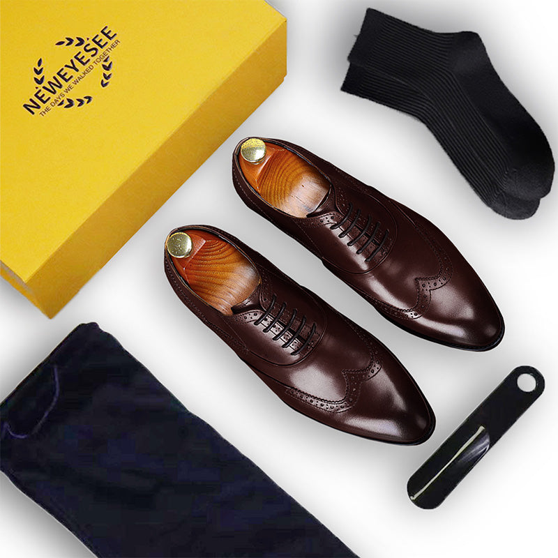 Men's Brogue Oxford Shoes Intricate Detailing