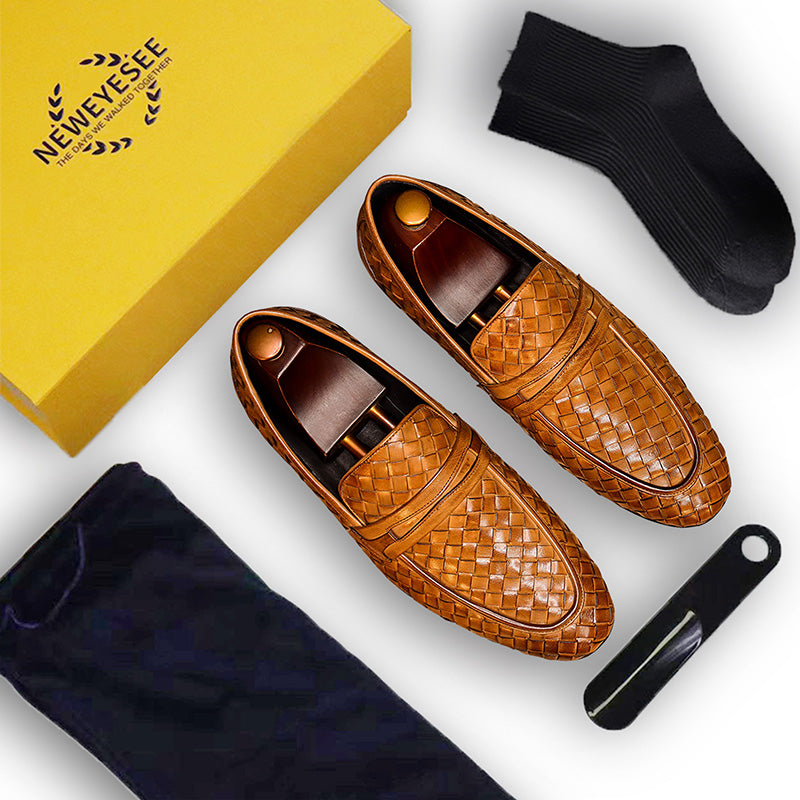 Men's Woven Leather Loafers