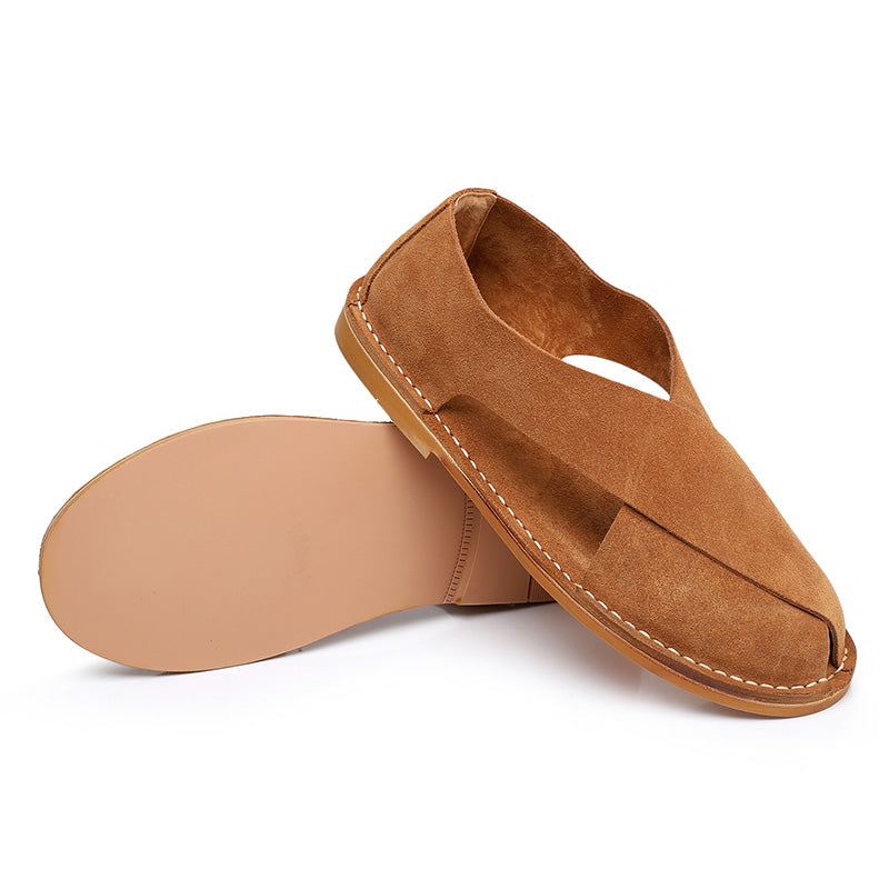 Men's Cross-Strap Sandals: Textured Surface & Minimalist Design