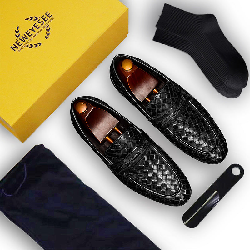Men's Woven Leather Loafers