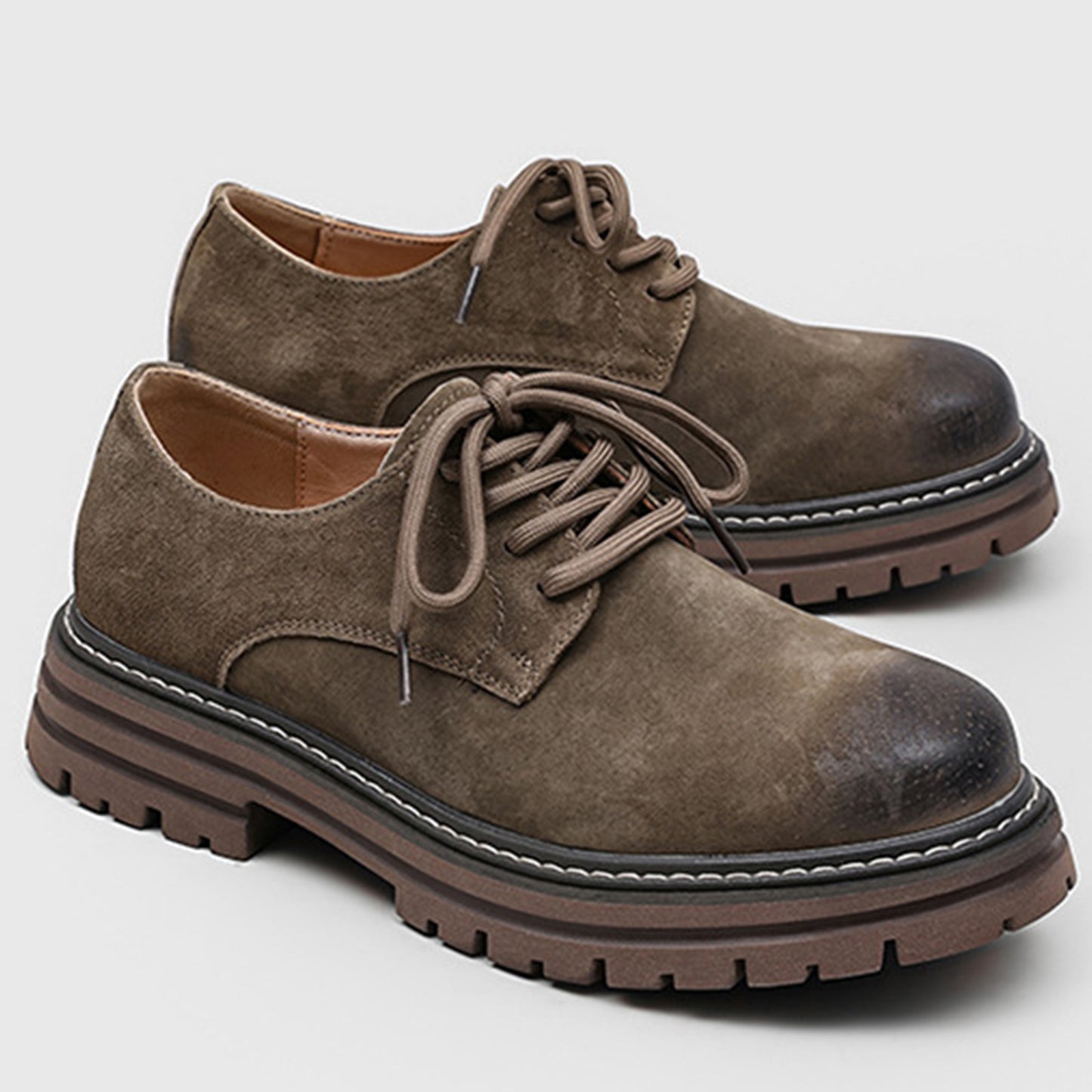 Men's Boots Low-Top: Distressed Toe & Rugged Sole