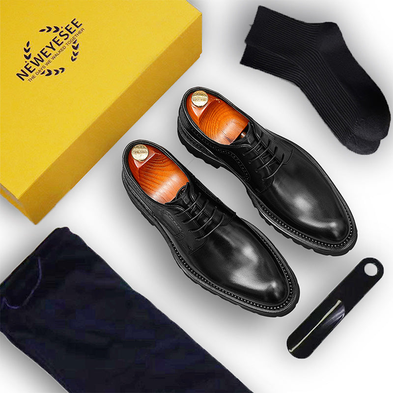 Men's Classic Derby Shoes - Breathable Leather & Rugged Traction