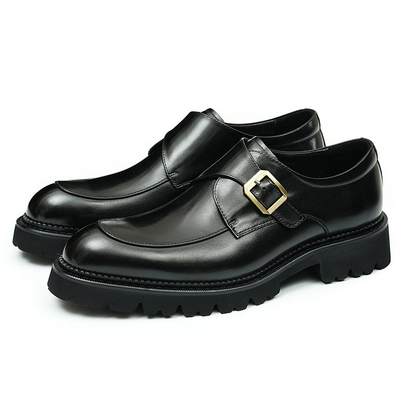 Men's Single-Buckle Monk Shoes Thick Grip Sole & Premium Leather