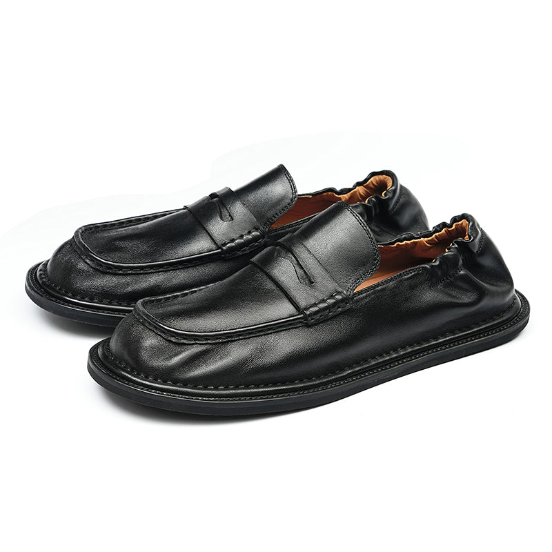 Men's Loafers - Double-Stitched Straps & Flex Heel Comfort