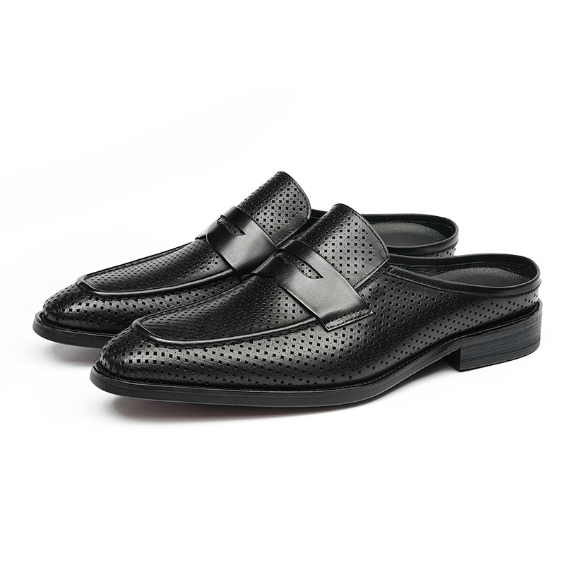 Men’s Backless Loafers with Perforated Design