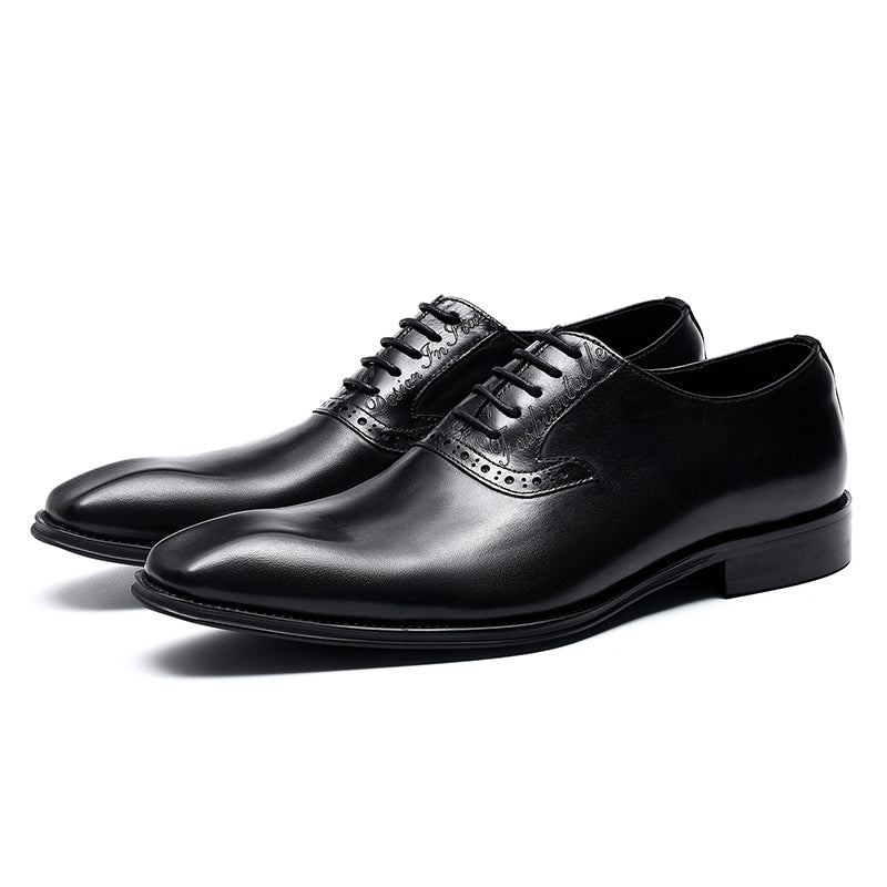 Men's Oxford Shoes - Polished Leather & Secure Lace Design