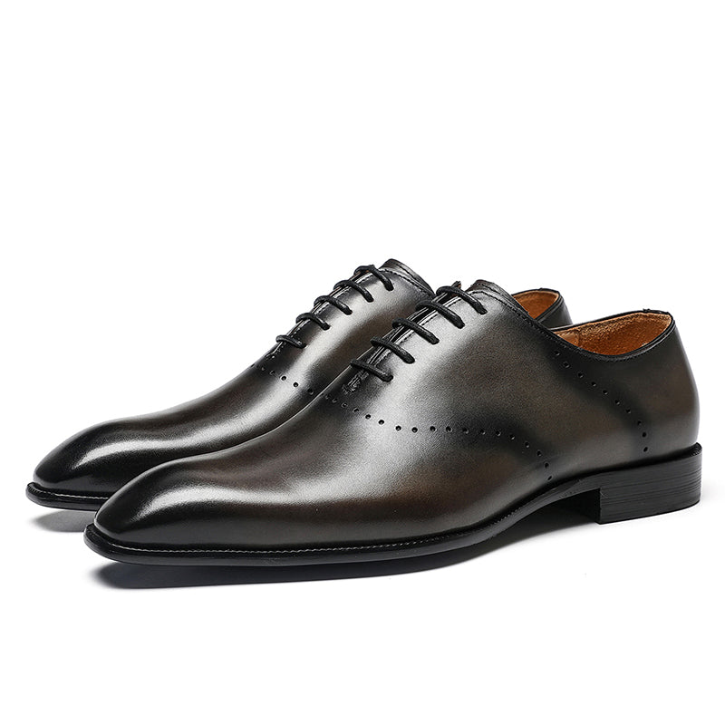 Men's Classic Oxford Shoes - Polished Leather & Precision Perforations