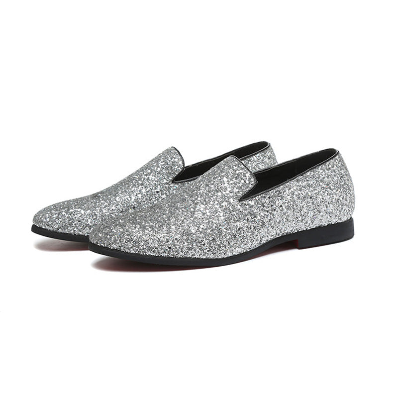 Men's Glitter Loafers Dazzling Slip-On Dress Shoes
