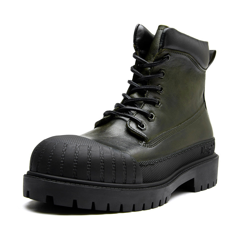 Calf Leather Martin Boots - Anti-Collision Toe Protection Lace-Up Design