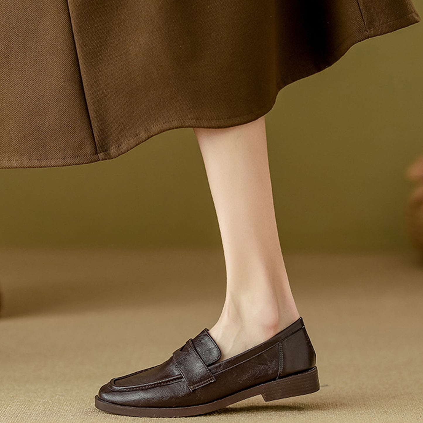 Women's Square-Toe Loafers with Chunky Sole & Modern Strap Detail