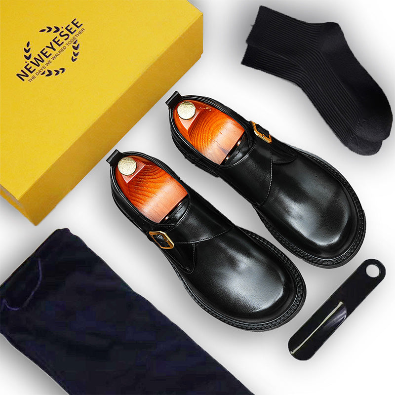 Men's Spacious Toe Monk Strap Shoes: Refined Hardware & Elevated Comfort