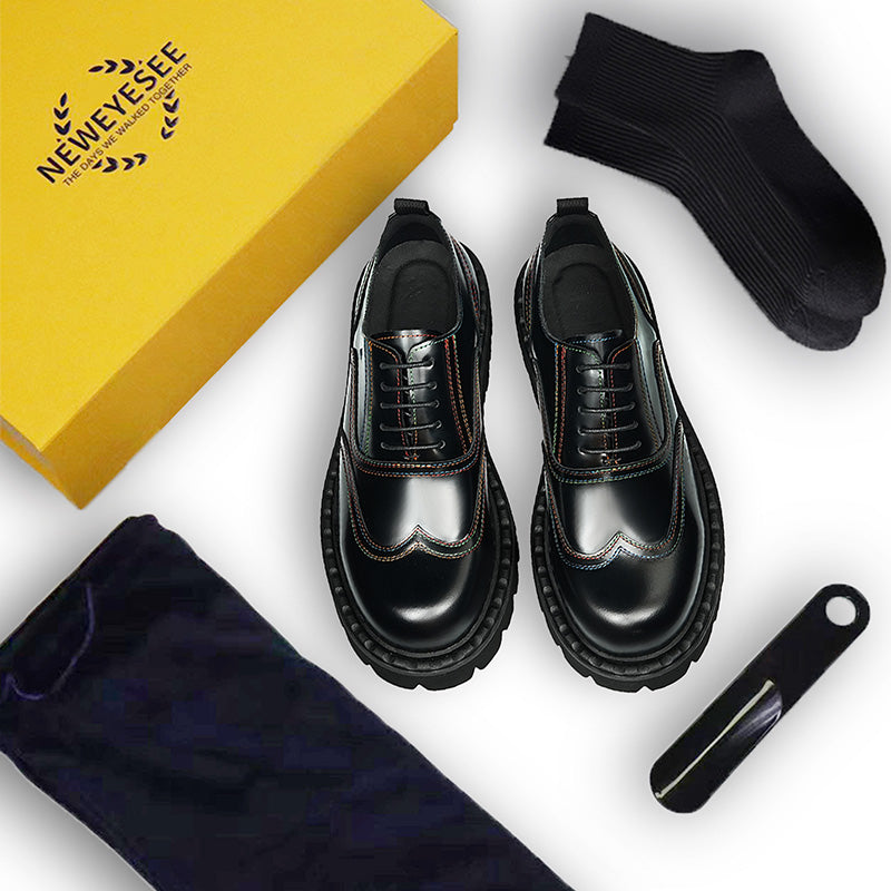 Men's Brogue Oxfords: Luminous Grain & Elevated Foundation