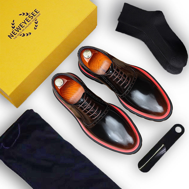 Men's Refined Oxford Shoes: Luminous Finish & Architectural Sole Detailing