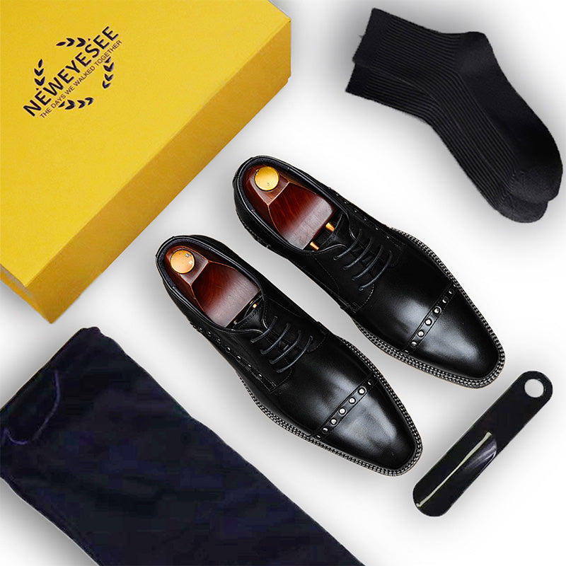 Men's Derby Shoes: Sculpted Toe Design & Artisan Hardware Accents