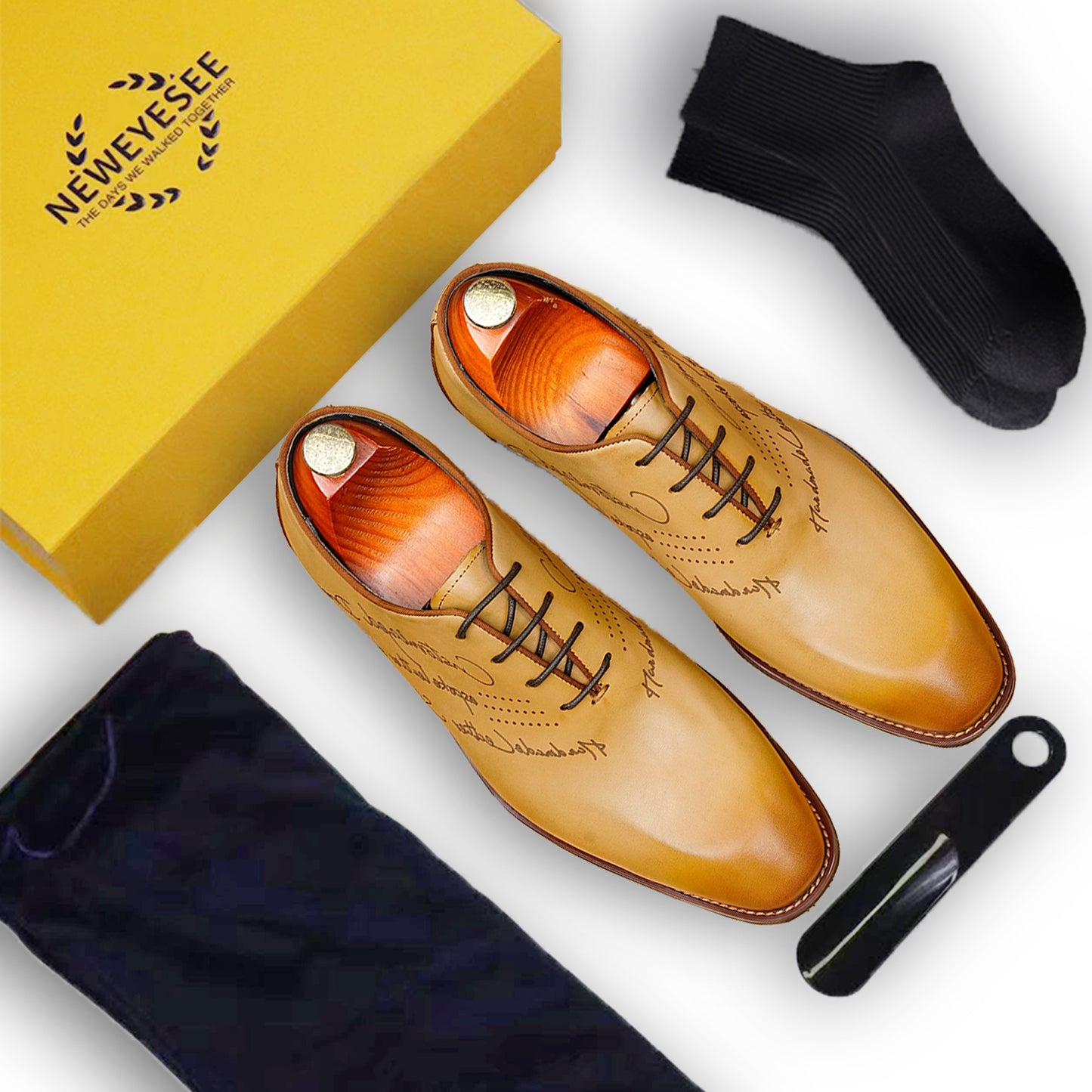 Artisan Script Men's Oxford Shoes: Hand-Painted Elegance & Custom Character