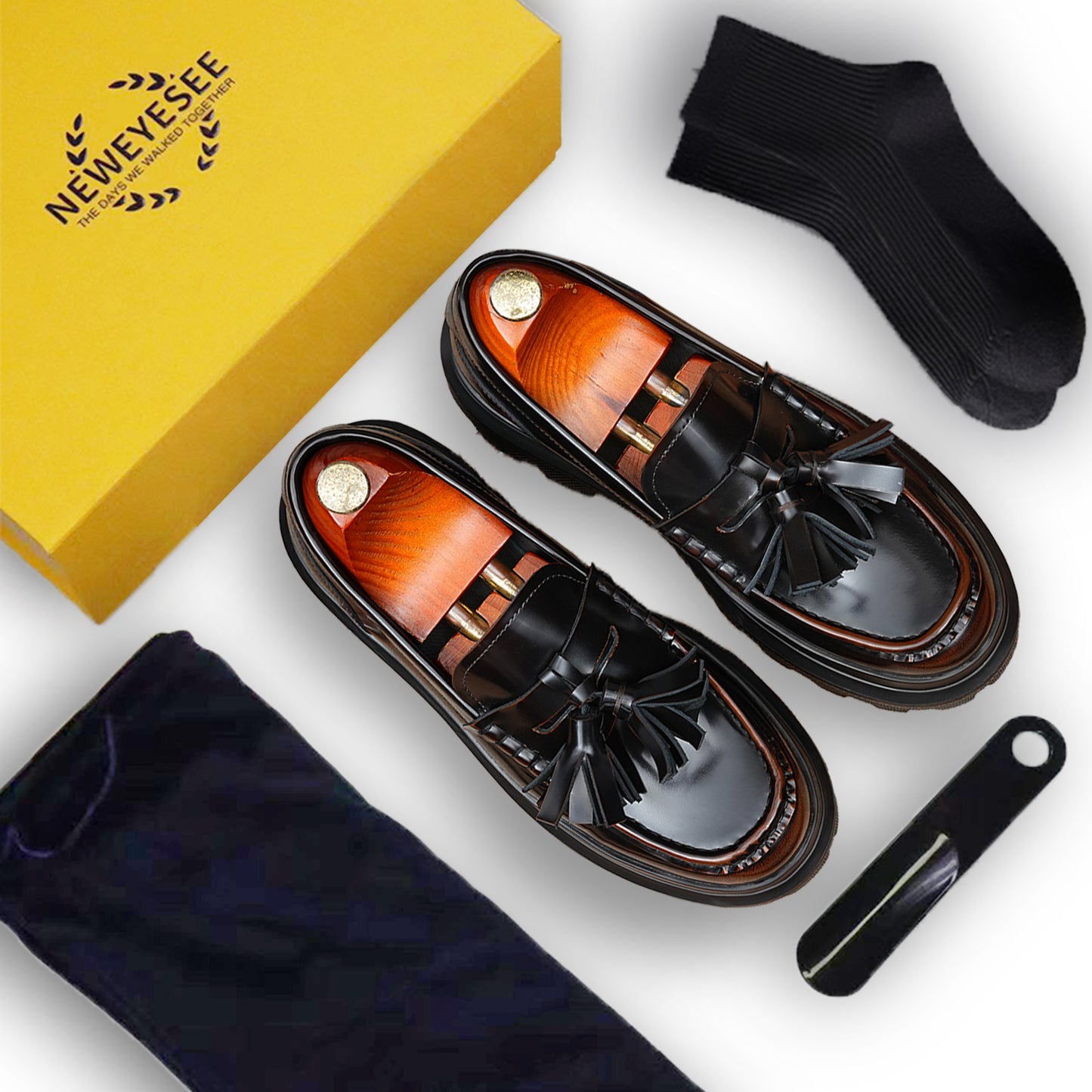 Men's Elevated Tassel Loafers: Architectural Sole & Dynamic Fringe Detailing