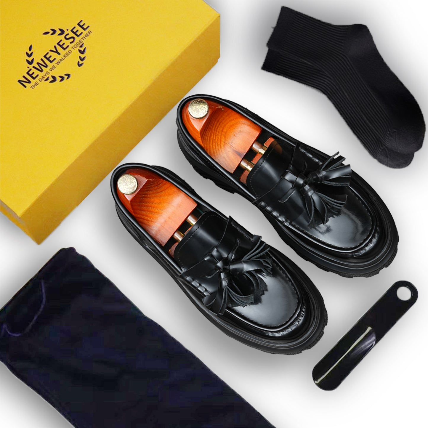 Men's Elevated Tassel Loafers: Architectural Sole & Dynamic Fringe Detailing