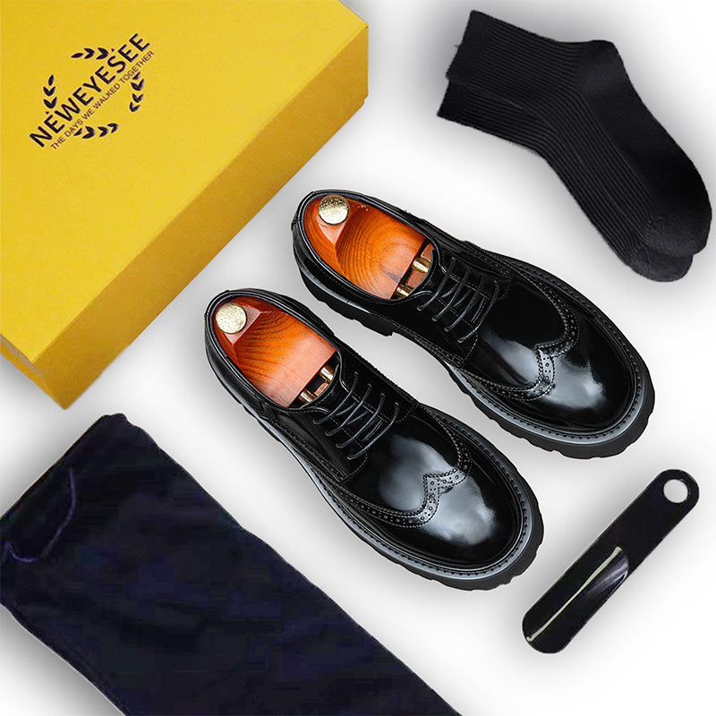 Men's Luminous Brogue Derby Shoes: Artisan Detailing & Timeless Sophistication