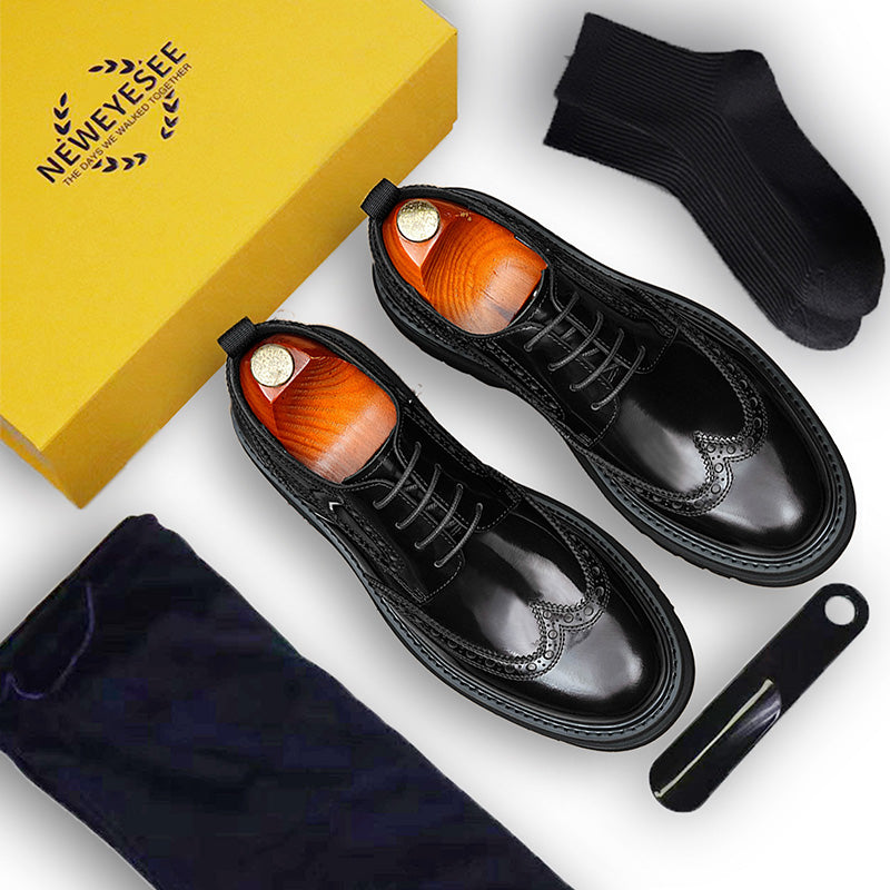 Men's Brogue Derby Shoes: Luminous Grain & Supple Interior Contours