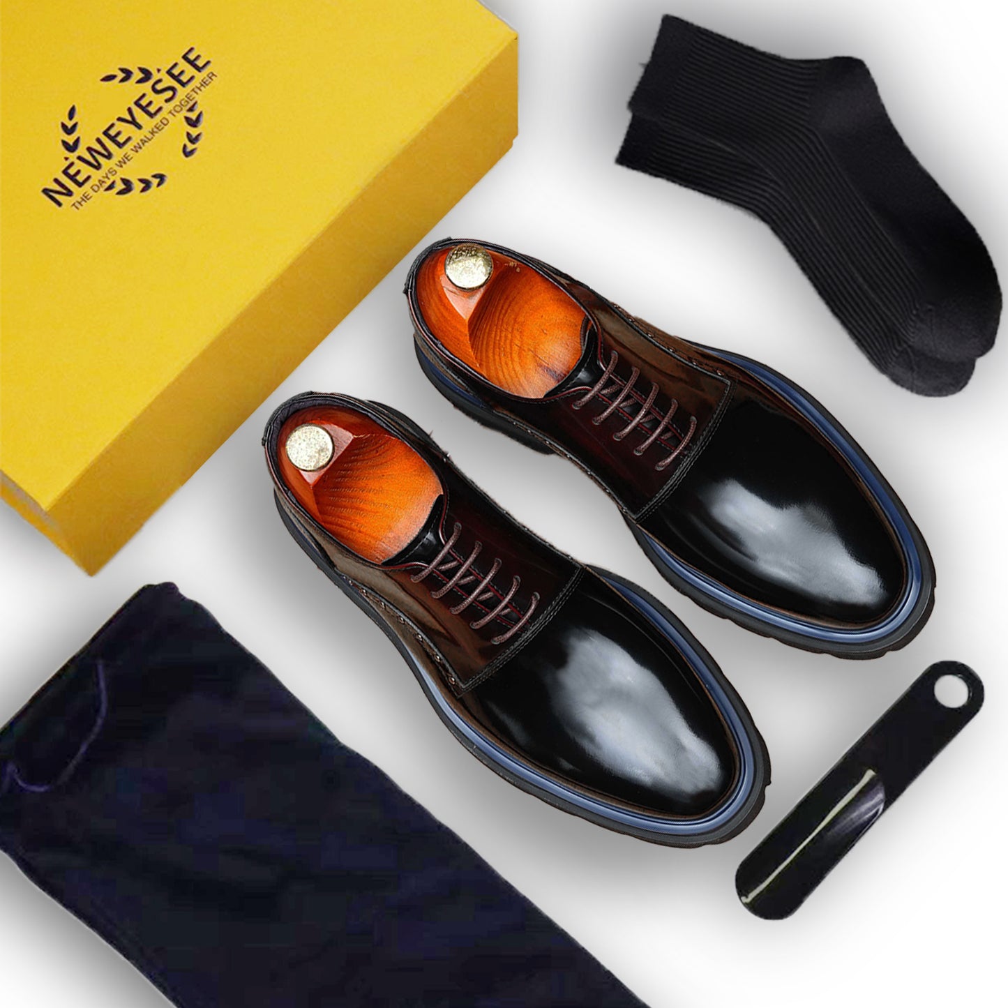 Men's Oxford Shoes: Contrast Accent & Platform Sole Design