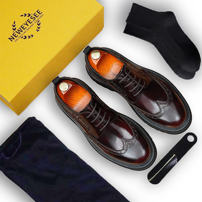 Men's Brogue Derby Shoes: Luminous Grain & Supple Interior Contours