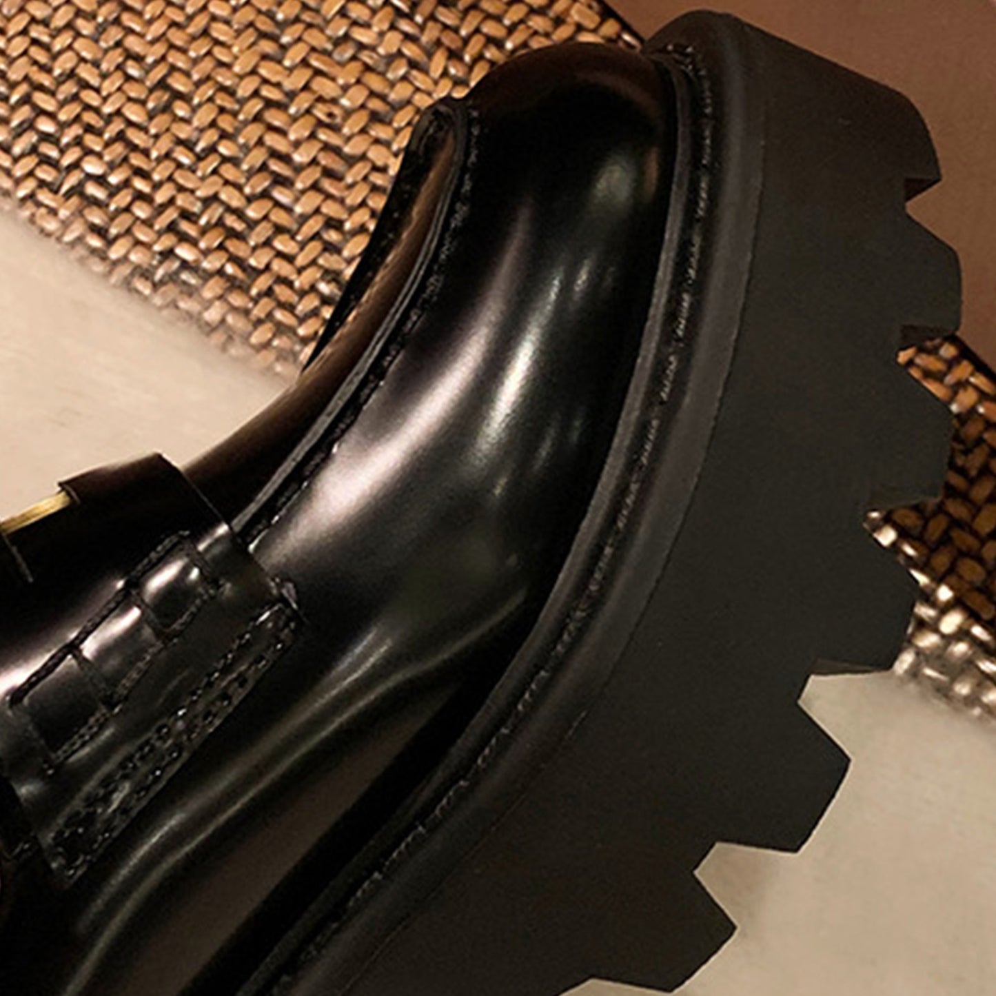 Women's Loafers Chunky Platform with Statement Metal Buckle Detail